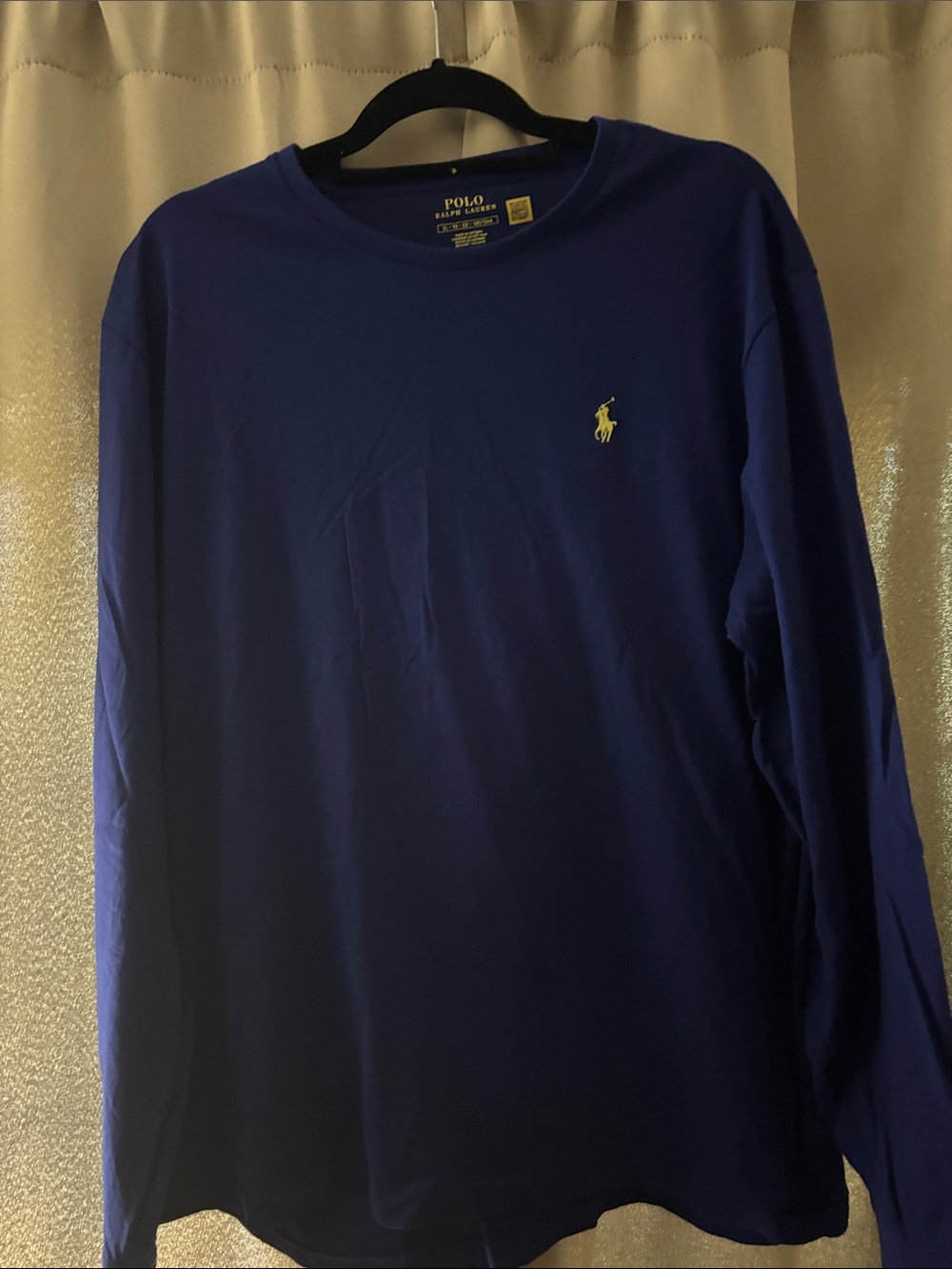 Polo by Ralph Lauren Long-Sleeve Crewneck Shirt - Royal Blue with Yellow Logo